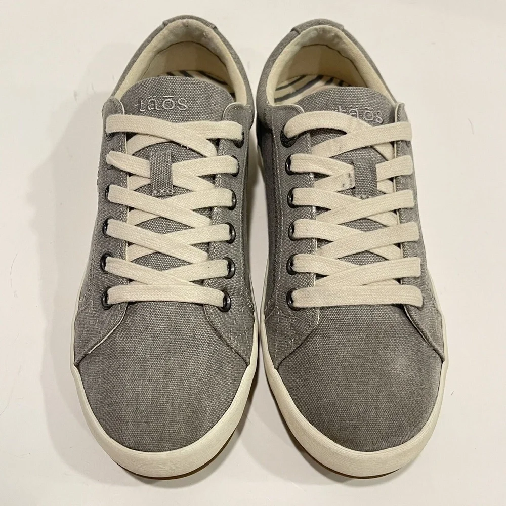 Taos Footwear Star Sneakers Womens Size 6.5 Gray Canvas Low Top Lace Up Shoes